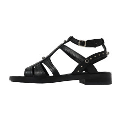 TINO BELLINI 貝里尼 歐洲進口 MJUS 鉚釘真皮羅馬涼鞋FSJM003-1(黑色)