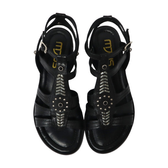 TINO BELLINI 貝里尼 歐洲進口 MJUS 鉚釘真皮羅馬涼鞋FSJM003-1(黑色)