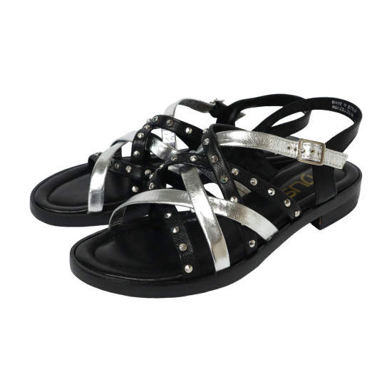 TINO BELLINI 貝里尼 歐洲進口 MJUS 鉚釘交叉綁帶涼鞋FSJM005-1(黑色)