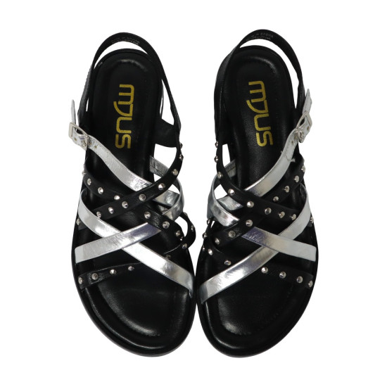 TINO BELLINI 貝里尼 歐洲進口 MJUS 鉚釘交叉綁帶涼鞋FSJM005-1(黑色)