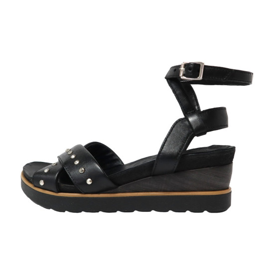 TINO BELLINI 貝里尼 歐洲進口 MJUS 歐美個性鉚釘繫帶厚底涼鞋FSOM011-1(黑色)