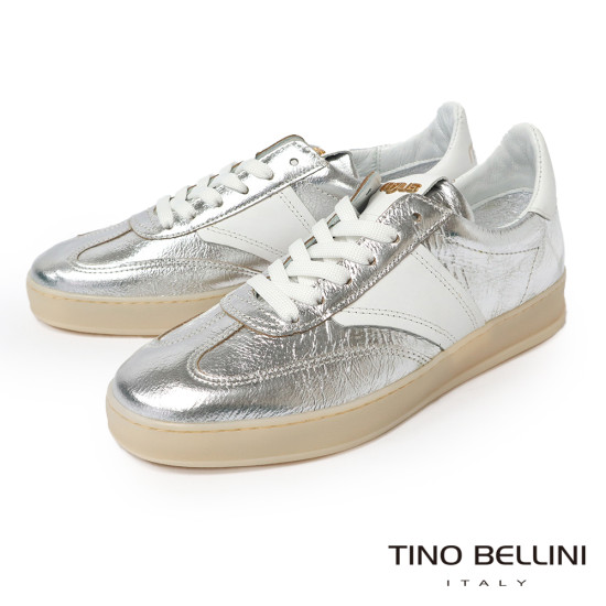 TINO BELLINI 貝里尼 歐洲進口 MJUS 金屬光澤復古撞色休閒鞋 運動鞋LB0M005A-D(銀色)
