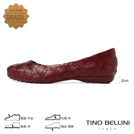 TINO BELLINI 貝里尼 巴西時尚編織娃娃鞋FWBT033D-A(酒紅色)