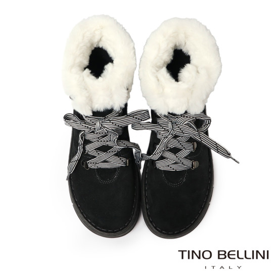 【TINO BELLINI 貝里尼】北歐風帥氣刷毛平底雪靴FWJV001-1(黑色)
