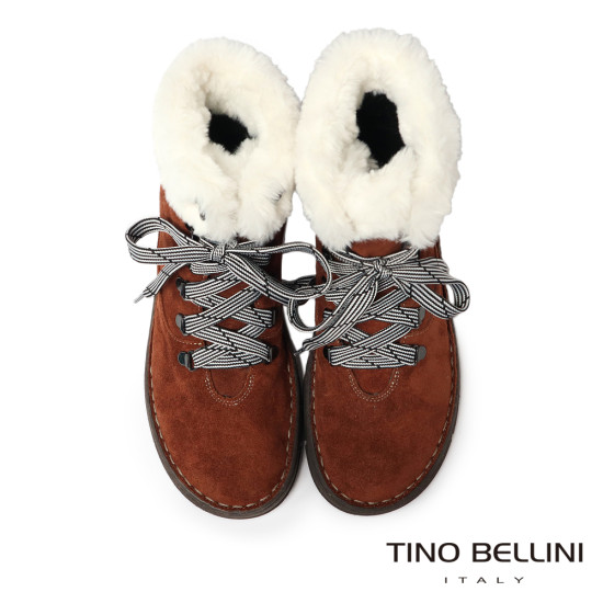 【TINO BELLINI 貝里尼】北歐風帥氣刷毛平底雪靴FWJV001-9(駱色)
