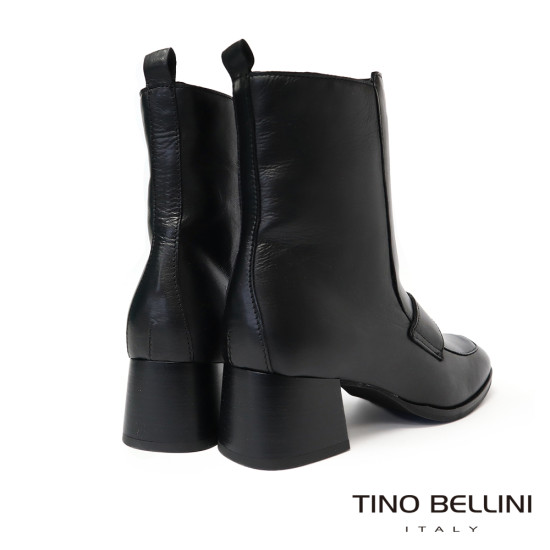 【TINO BELLINI 貝里尼】沉穩帶俏真皮中靴FWNV028-1(黑色)