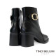  【TINO BELLINI 貝里尼】波西尼亞進口個性飾扣帶俏真皮中靴FWNV029-1(黑色)