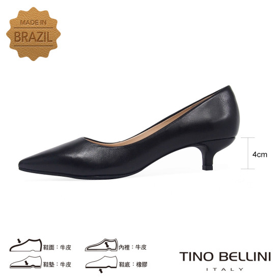 TINO BELLINI 貝里尼 巴西進口 素面尖頭小貓跟 貓跟鞋FSCV003-1
