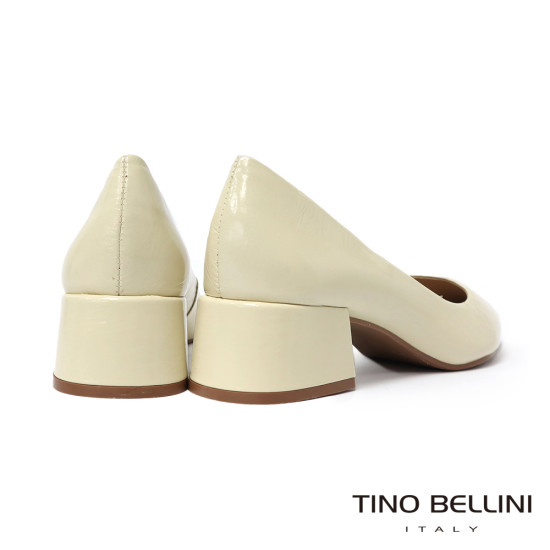TINO BELLINI 貝里尼 巴西進口 真皮 尖頭 粗跟 包鞋 FSCV011A-R(米白色)