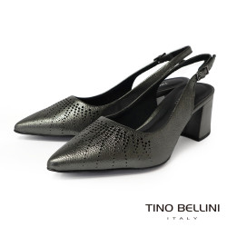 TINO BELLINI 貝里尼 巴西進口 激光雕花尖頭露跟鞋 FW2T003-E(灰色)