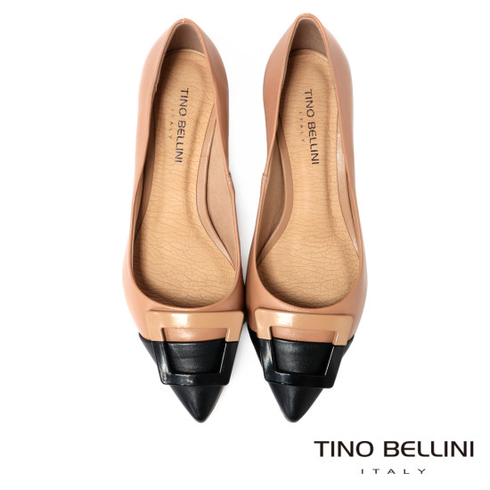 TINO BELLINI 貝里尼 巴西進口 高雅蝴蝶低跟包鞋FWCT041-9(駝色)