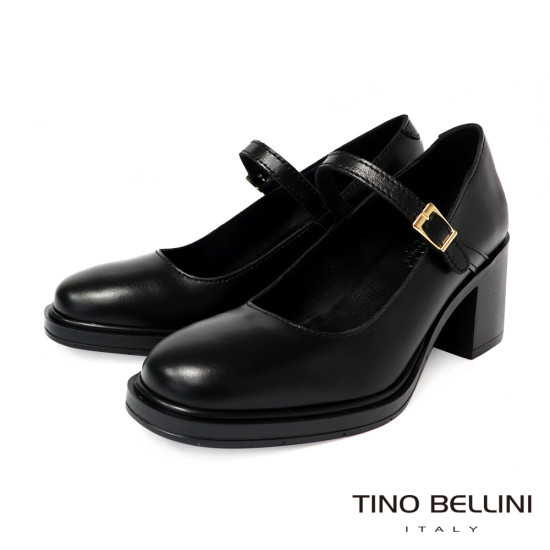 TINO BELLINI 貝里尼 義大利進口 瑪莉珍中跟鞋FWEV019-1(黑色)