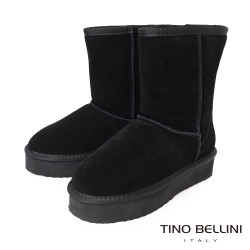 【TINO BELLINI 貝里尼】經典造型 百搭 素面 厚底 中筒 羊毛 雪靴FWLT001-1(黑色) 【TINO BELLINI 貝里尼】經典造型 百搭 素面 厚底 中筒 羊毛 雪靴FWLT001-1(黑色)
