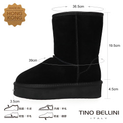 【TINO BELLINI 貝里尼】經典造型 百搭 素面 厚底 中筒 羊毛 雪靴FWLT001-1(黑色) 【TINO BELLINI 貝里尼】經典造型 百搭 素面 厚底 中筒 羊毛 雪靴FWLT001-1(黑色)