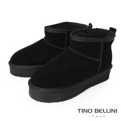 【TINO BELLINI 貝里尼】經典造型 百搭 素面 厚底 短筒 羊毛 雪靴FWLT002-1(黑色) 【TINO BELLINI 貝里尼】經典造型 百搭 素面 厚底 短筒 羊毛 雪靴FWLT002-1(黑色)