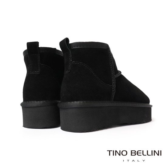 【TINO BELLINI 貝里尼】經典造型 百搭 素面 厚底 短筒 羊毛 雪靴FWLT002-1(黑色)