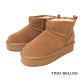 【TINO BELLINI 貝里尼】經典造型 百搭 素面 厚底 短筒 羊毛 雪靴FWLT002-9(駝色)