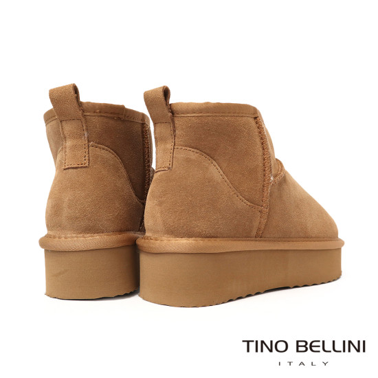 【TINO BELLINI 貝里尼】經典造型 百搭 素面 厚底 短筒 羊毛 雪靴FWLT002-9(駝色)