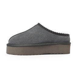 【TINO BELLINI 貝里尼】經典造型 百搭 素面 厚底 羊毛 雪靴 拖鞋FWLT004-E(灰色)