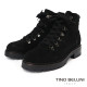 【TINO BELLINI 貝里尼】麂皮 個性 帥氣 綁帶造型 短筒靴FWMT013-1(黑色)