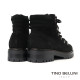 【TINO BELLINI 貝里尼】麂皮 個性 帥氣 綁帶造型 短筒靴FWMT013-1(黑色)