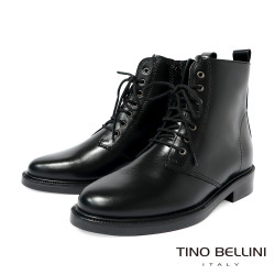 TINO BELLINI 貝里尼 真皮 帥氣 短筒 平底 軍靴 FWMT015-1(黑色) TINO BELLINI 貝里尼 真皮 帥氣 短筒 平底 軍靴 FWMT015-1(黑色)