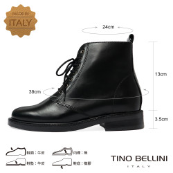 TINO BELLINI 貝里尼 真皮 帥氣 短筒 平底 軍靴 FWMT015-1(黑色) TINO BELLINI 貝里尼 真皮 帥氣 短筒 平底 軍靴 FWMT015-1(黑色)