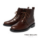 TINO BELLINI 貝里尼 真皮 帥氣 短筒 平底 軍靴 FWMT015-6(巧克力色)