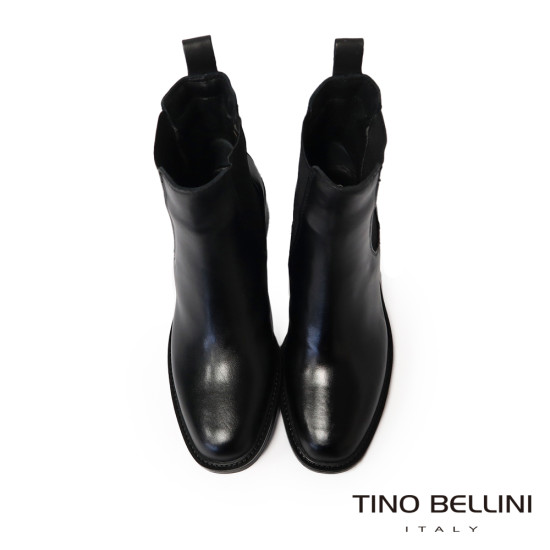 TINO BELLINI 貝里尼 歐洲進口 MJUS 都會雅痞 真皮低跟切爾西短靴FWNM012A-1(黑色)