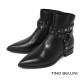 TINO BELLINI 貝里尼 歐洲進口真皮繞鉚釘中筒靴 FWNM013-1(黑色)