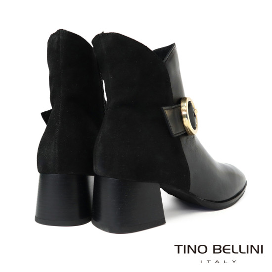 TINO BELLINI 貝里尼 金屬 圓形飾扣 潮流拼接 短靴 FWNT045-1(黑色)