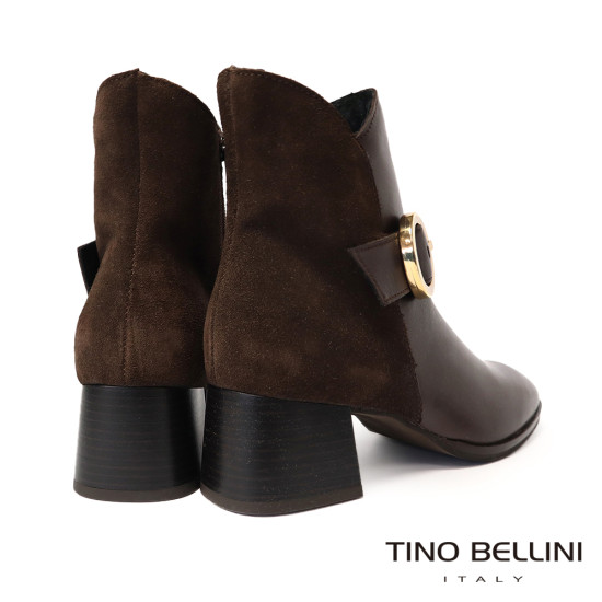 TINO BELLINI 貝里尼 金屬 圓形飾扣 潮流拼接 短靴 FWNT045-6(咖啡色)