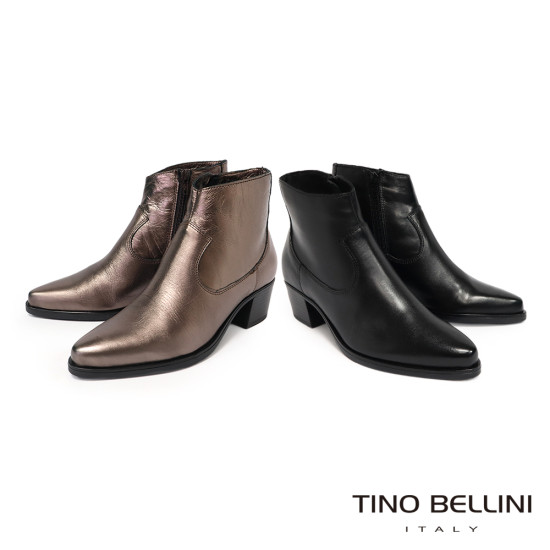 TINO BELLINI 貝里尼 素面真皮尖頭短靴FWNV027-1(黑色)