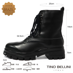 TINO BELLINI 貝里尼 沉穩帶俏 真皮 中靴 FWNV030-1(黑色)