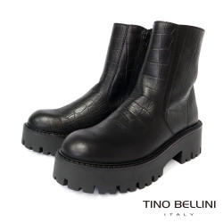 TINO BELLINI 貝里尼 義大利壓紋印花厚底中靴FWQT003-1(黑色) TINO BELLINI 貝里尼 義大利壓紋印花厚底中靴FWQT003-1(黑色)