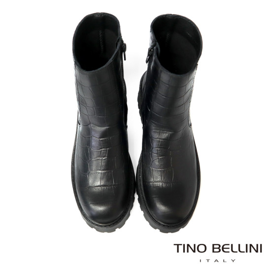 TINO BELLINI 貝里尼 義大利壓紋印花厚底中靴FWQT003-1(黑色)