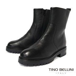 TINO BELLINI 貝里尼 真皮壓紋平底中統靴FWST004-1(黑色) TINO BELLINI 貝里尼 真皮壓紋平底中統靴FWST004-1(黑色)