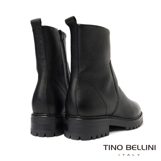 TINO BELLINI 貝里尼 真皮壓紋平底中統靴FWST004-1(黑色)