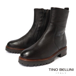 TINO BELLINI 貝里尼 真皮壓紋平底中統靴FWST004-6(咖啡色) TINO BELLINI 貝里尼 真皮壓紋平底中統靴FWST004-6(咖啡色)