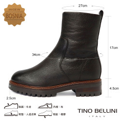 TINO BELLINI 貝里尼 真皮壓紋平底中統靴FWST004-6(咖啡色) TINO BELLINI 貝里尼 真皮壓紋平底中統靴FWST004-6(咖啡色)
