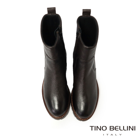 TINO BELLINI 貝里尼 真皮壓紋平底中統靴FWST004-6(咖啡色)