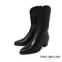 【TINO BELLINI 貝里尼】百搭復古粗跟切爾西尖頭中統靴FWTV010-1(黑色) 【TINO BELLINI 貝里尼】百搭復古粗跟切爾西尖頭中統靴FWTV010-1(黑色)