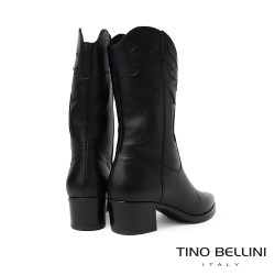 【TINO BELLINI 貝里尼】百搭復古粗跟切爾西尖頭中統靴FWTV010-1(黑色) 【TINO BELLINI 貝里尼】百搭復古粗跟切爾西尖頭中統靴FWTV010-1(黑色)