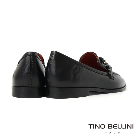 TINO BELLINI 貝里尼 歐洲進口 MJUS 歐風時尚方頭鉚釘真皮樂福鞋FYLM006-1(黑色)