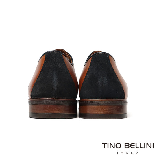 【TINO BELLINI 貝里尼】真皮悄皮包邊綁帶德比鞋紳士鞋男鞋皮鞋HM3T076-9(駝色)