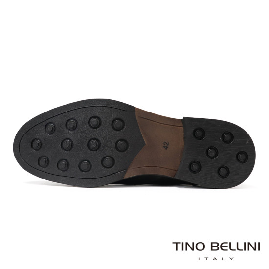 【TINO BELLINI 貝里尼】個性真皮拚接綁帶德比鞋紳士鞋男鞋皮鞋HM3T077-1(黑色)