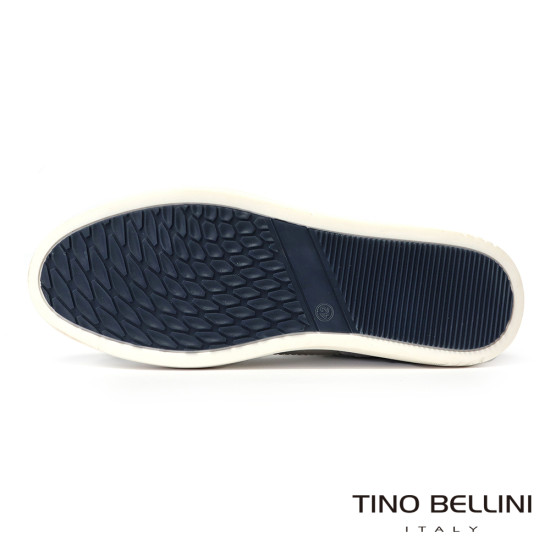 TINO BELLINI 貝里尼 葡萄牙進口 復古紳士海軍藍飾邊真皮運動鞋HM4T024-6(咖色)