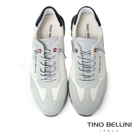 TINO BELLINI 貝里尼 葡萄牙進口 都會風尚麂皮撞色德訓鞋 休閒鞋 HM4T028-0(白色)