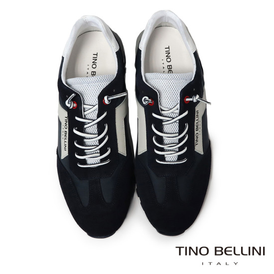TINO BELLINI 貝里尼 葡萄牙進口 都會風尚麂皮撞色德訓鞋 休閒鞋 HM4T028-4(藍色)