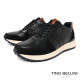 【TINO BELLINI 貝里尼】潮流個性輕量防滑真皮男鞋休閒鞋HM4T030-1(黑色)
